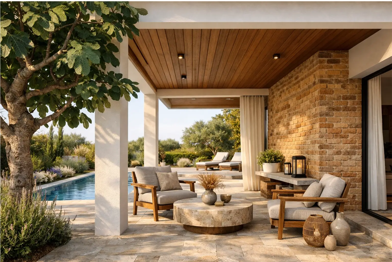 Piscina residencial terminada en el jardín de una vivienda de Valencia, imagen principal de la guía sobre cuánto cuesta una piscina